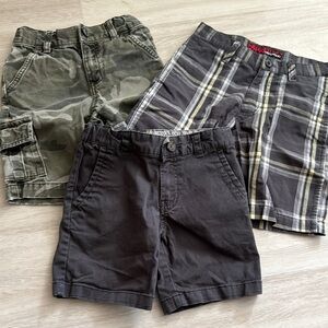 Set of Three Boys' Shorts - Camouflage, Black, and Plaid